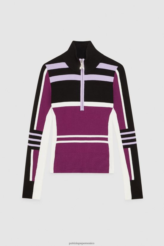 vestir mx Patrizia Pepe mujer jersey de cuello alto ajustado motociclista morado 66024R451