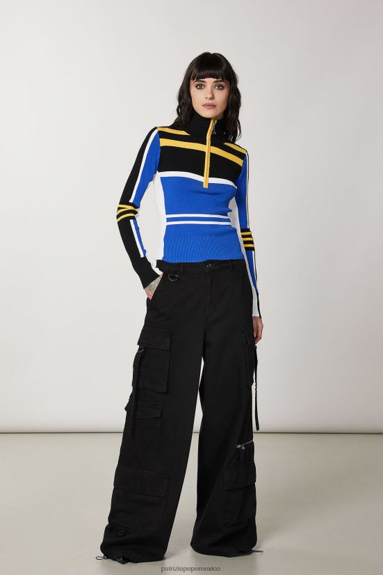 vestir mx Patrizia Pepe mujer jersey de cuello alto ajustado motorista azul real 66024R446