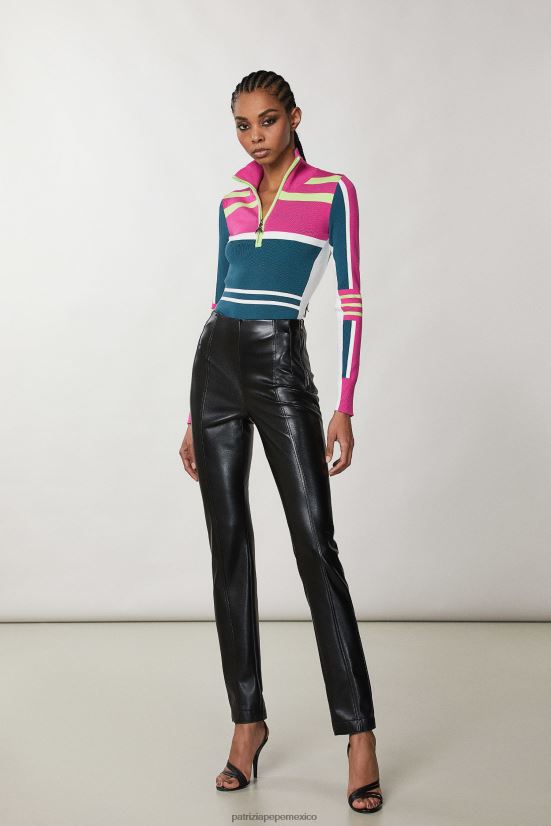 vestir mx Patrizia Pepe mujer jersey de cuello alto ajustado verde motociclista 66024R448