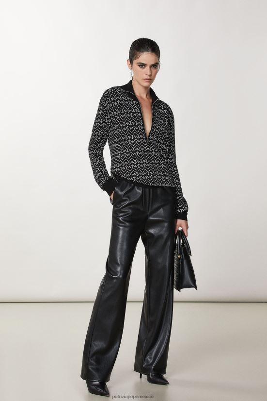 vestir mx Patrizia Pepe mujer jersey de viscosa con cremallera monograma negro 66024R635