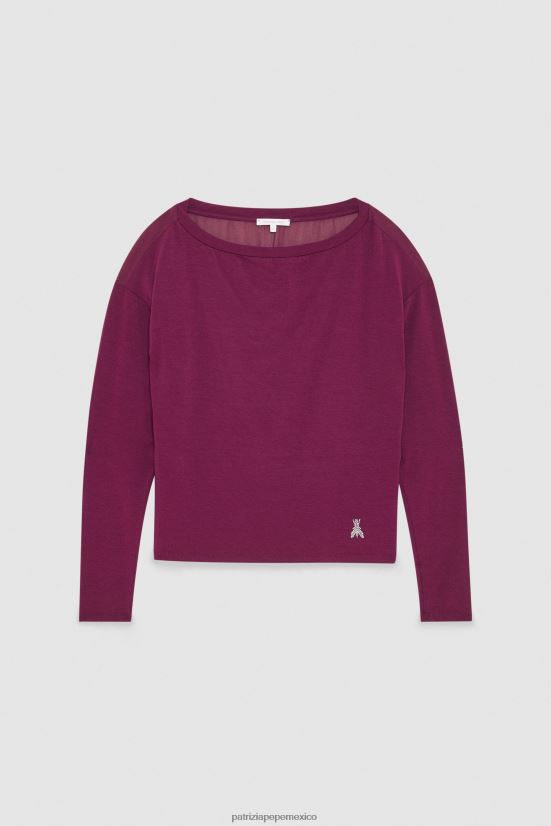 vestir mx Patrizia Pepe mujer jersey de viscosa con pedrería morado futurista 66024R40