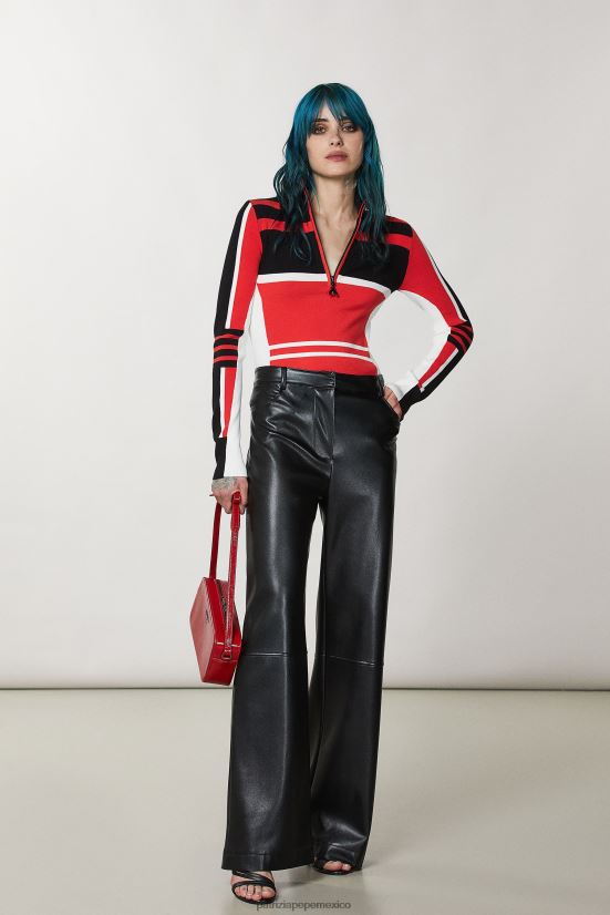 vestir mx Patrizia Pepe mujer jersey motero de viscosa biker negro/rojo rac. 66024R147