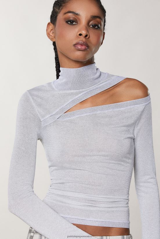 vestir mx Patrizia Pepe mujer suéter ajustado de lúrex lúrex gris mineral 66024R121