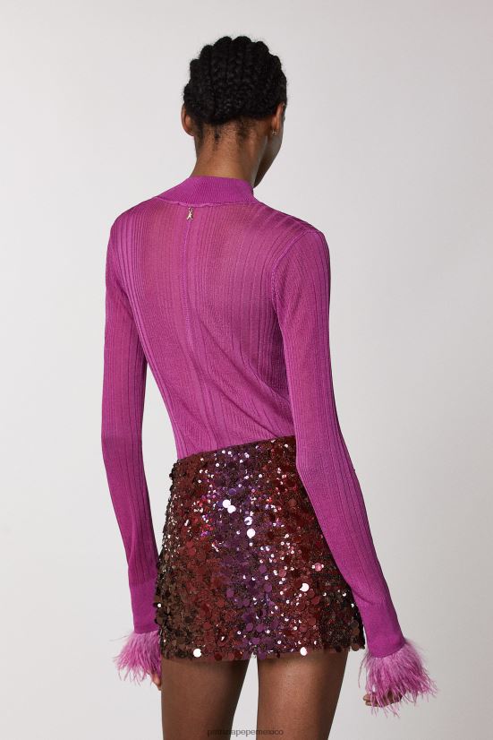 vestir mx Patrizia Pepe mujer suéter con detalle de plumas orquídea morada 66024R525