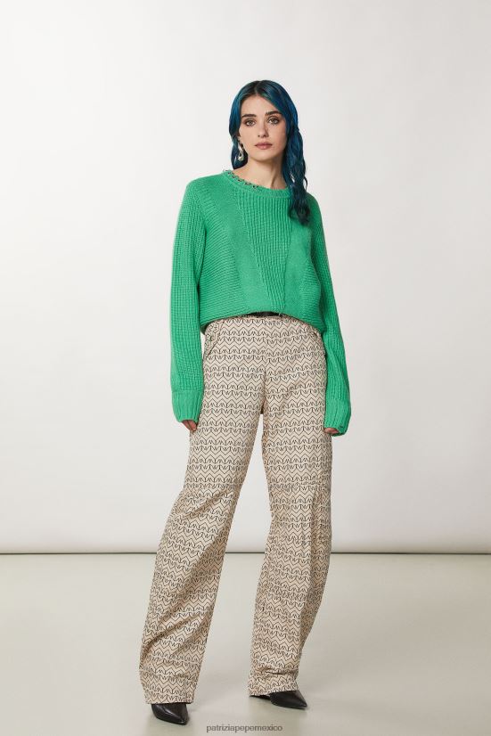vestir mx Patrizia Pepe mujer suéter con piercing verde vibrante 66024R628