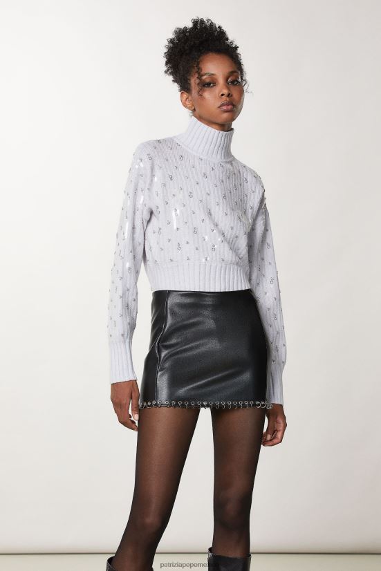 vestir mx Patrizia Pepe mujer suéter de cuello alto con lentejuelas eldorado blanco 66024R661