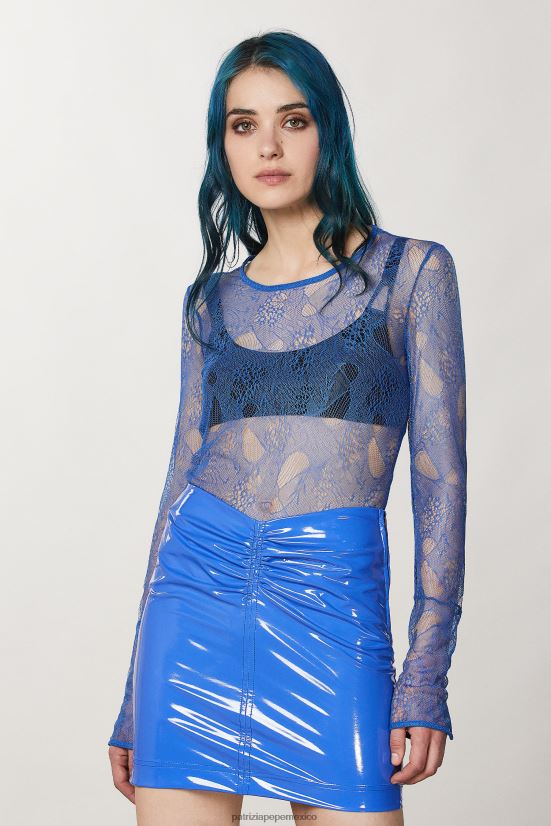 vestir mx Patrizia Pepe mujer suéter de encaje rayo azul 66024R5