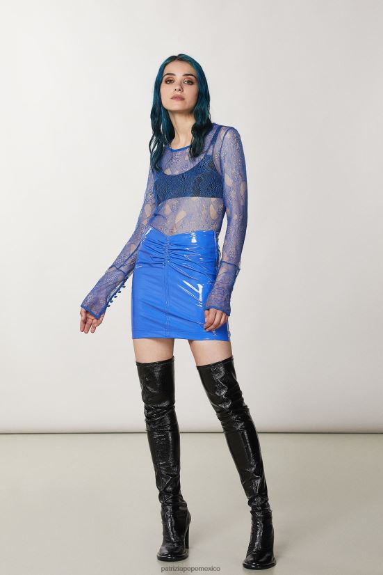 vestir mx Patrizia Pepe mujer suéter de encaje rayo azul 66024R5