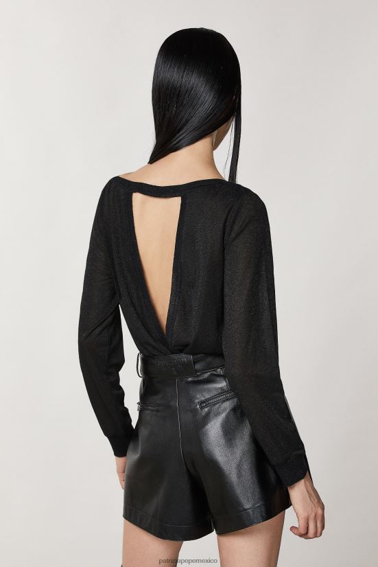 vestir mx Patrizia Pepe mujer suéter de lúrex de manga larga lúrex negro 66024R176