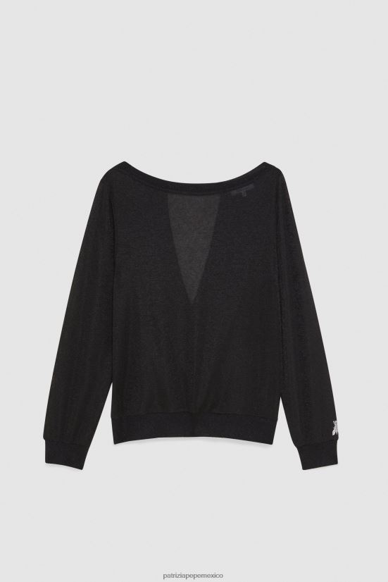 vestir mx Patrizia Pepe mujer suéter de lúrex de manga larga lúrex negro 66024R176