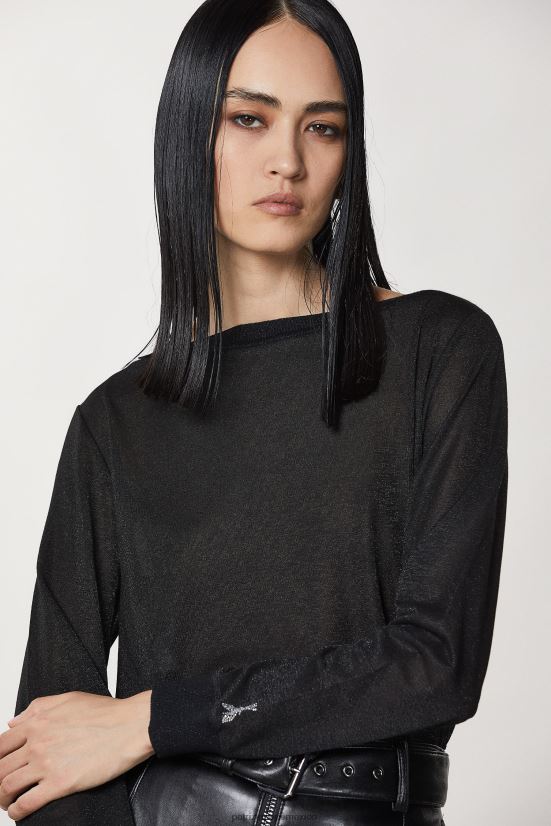 vestir mx Patrizia Pepe mujer suéter de lúrex de manga larga lúrex negro 66024R176