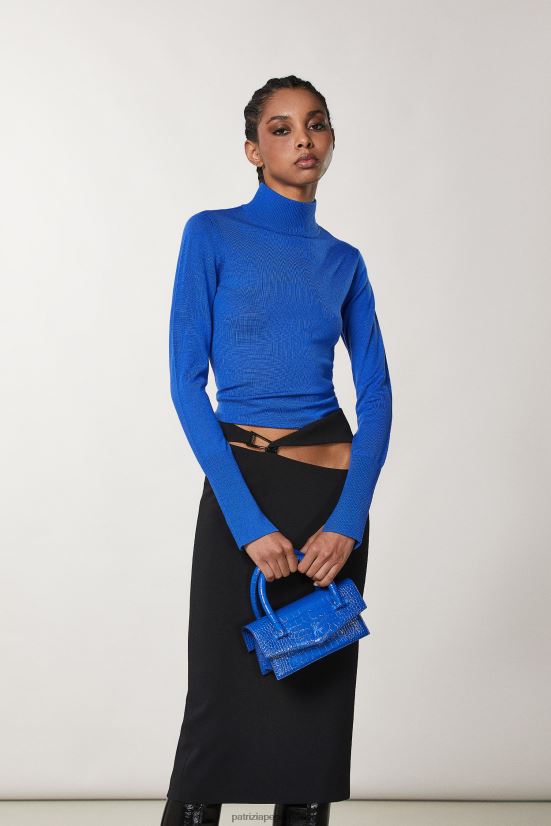 vestir mx Patrizia Pepe mujer suéter de lana con cuello alto rayo azul 66024R47