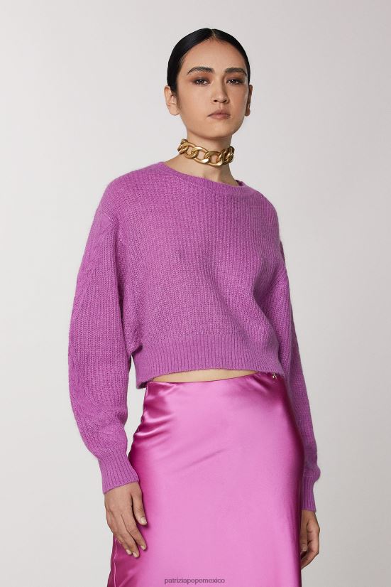 vestir mx Patrizia Pepe mujer suéter de mezcla de lana orquídea morada 66024R533