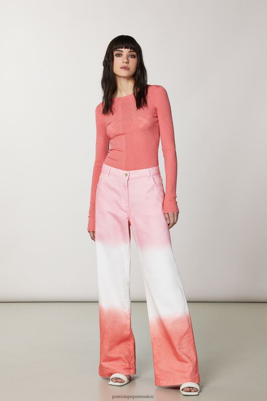 vestir mx Patrizia Pepe mujer suéter de punto de canalé Durazno jugoso 66024R504