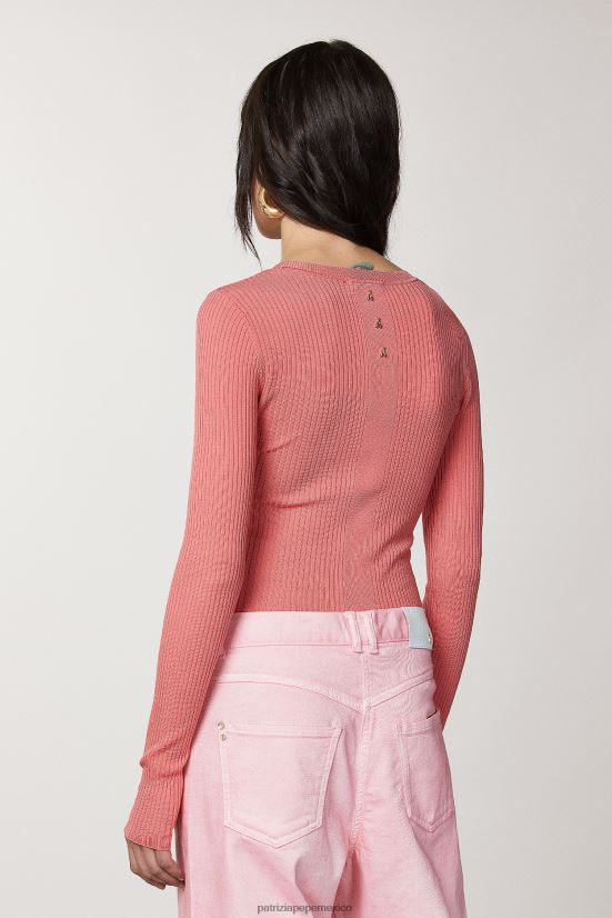 vestir mx Patrizia Pepe mujer suéter de punto de canalé Durazno jugoso 66024R504