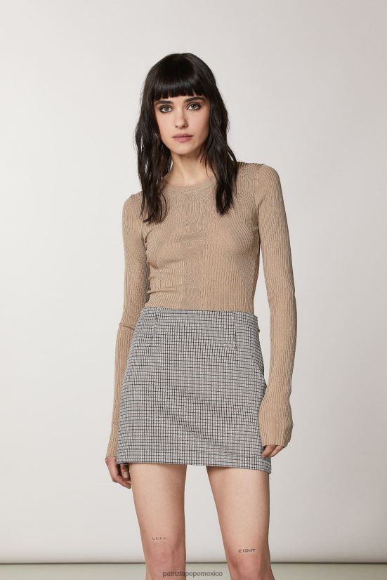 vestir mx Patrizia Pepe mujer suéter de punto de canalé beige de ensueño 66024R561