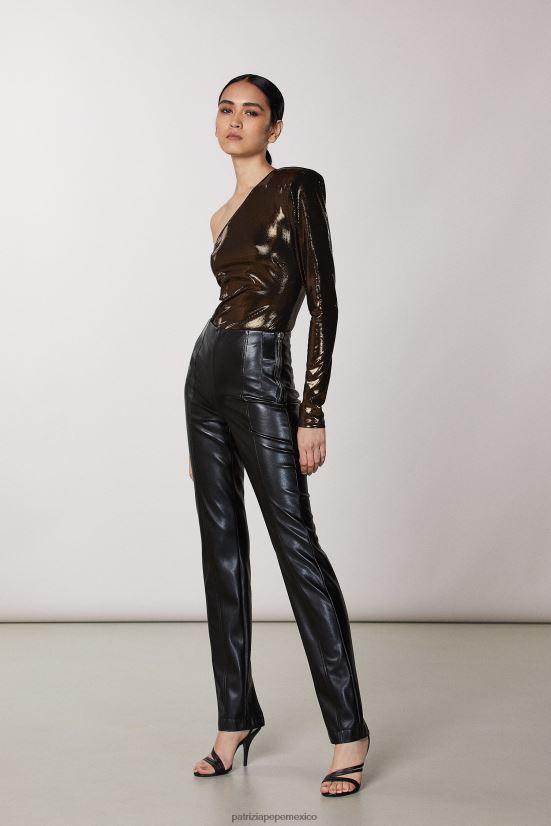 vestir mx Patrizia Pepe mujer suéter de un solo hombro píxel marrón 66024R498