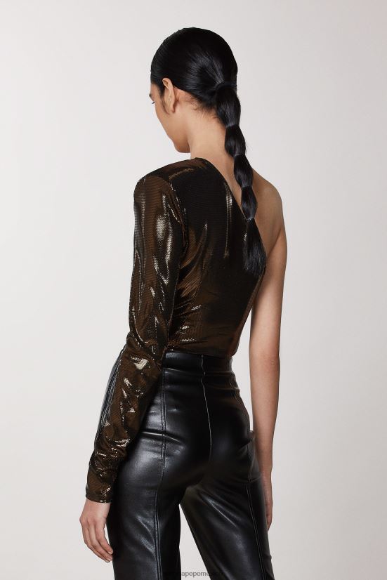 vestir mx Patrizia Pepe mujer suéter de un solo hombro píxel marrón 66024R498