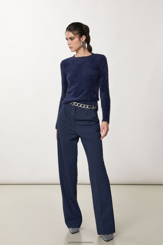 vestir mx Patrizia Pepe mujer suéter esponjoso de cuello alto atmósfera azul 66024R649