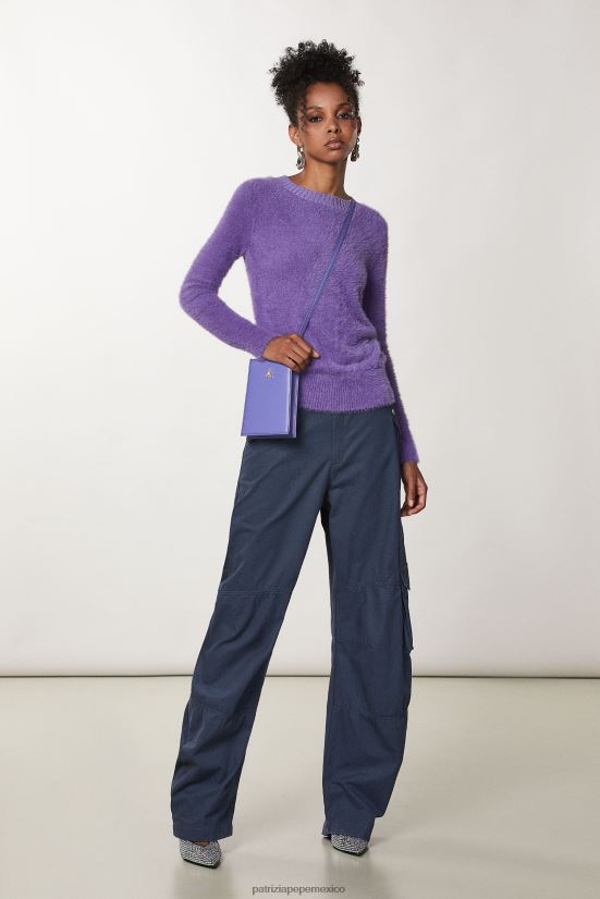 vestir mx Patrizia Pepe mujer suéter esponjoso de cuello alto violeta mineral 66024R656