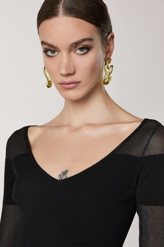 vestir mx Patrizia Pepe mujer suéter fino de punto de canalé Nerón 66024R619