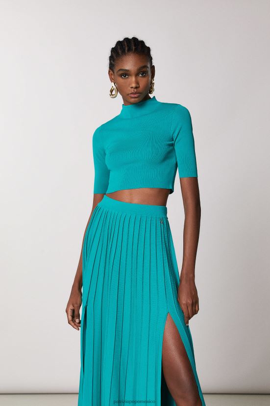 vestir mx Patrizia Pepe mujer suéter recortado ilusión verde 66024R405