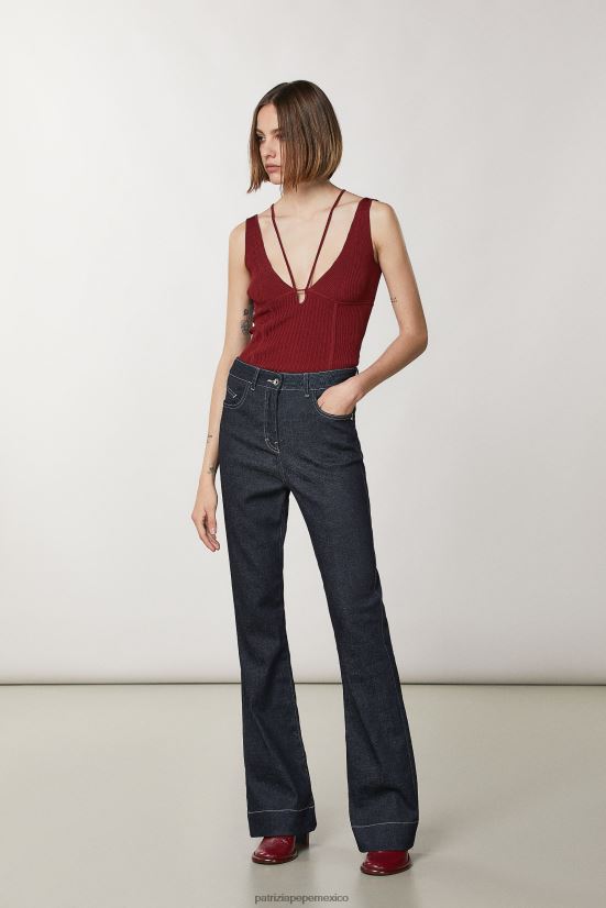 vestir mx Patrizia Pepe mujer top sin mangas de viscosa rojo marciano 66024R96