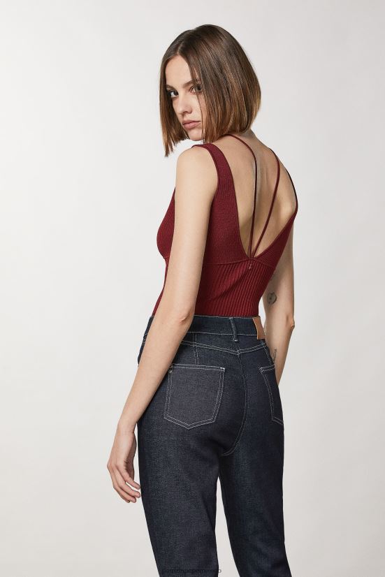 vestir mx Patrizia Pepe mujer top sin mangas de viscosa rojo marciano 66024R96