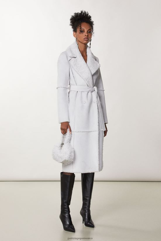 vestir mx Patrizia Pepe mujer abrigo de doble cara con doble botonadura eldorado blanco 66024R662