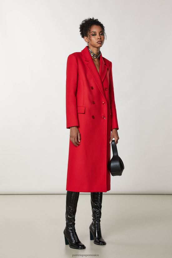 vestir mx Patrizia Pepe mujer abrigo de tela con doble botonadura rojo infrarrojo 66024R626