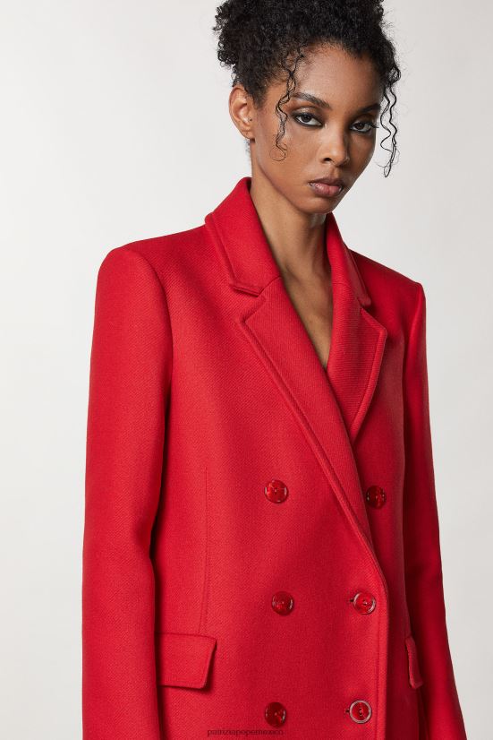 vestir mx Patrizia Pepe mujer abrigo de tela con doble botonadura rojo infrarrojo 66024R626