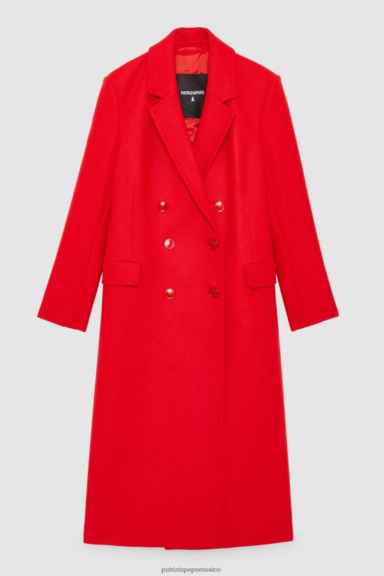 vestir mx Patrizia Pepe mujer abrigo de tela con doble botonadura rojo infrarrojo 66024R626