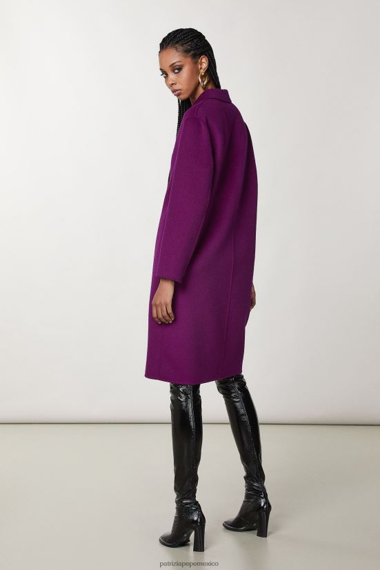 vestir mx Patrizia Pepe mujer abrigo doble de tela morado futurista 66024R48