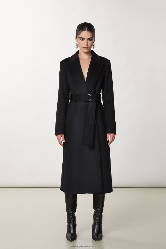 vestir mx Patrizia Pepe mujer abrigo esencial con cinturón Nerón 66024R660