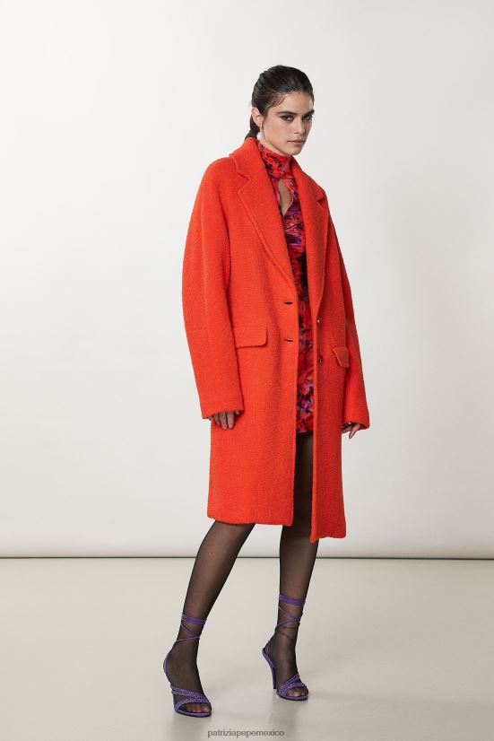vestir mx Patrizia Pepe mujer abrigo esencial de dos botones naranja intenso 66024R640