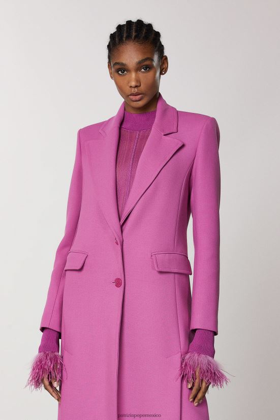 vestir mx Patrizia Pepe mujer abrigo largo con detalle de abertura orquídea morada 66024R524