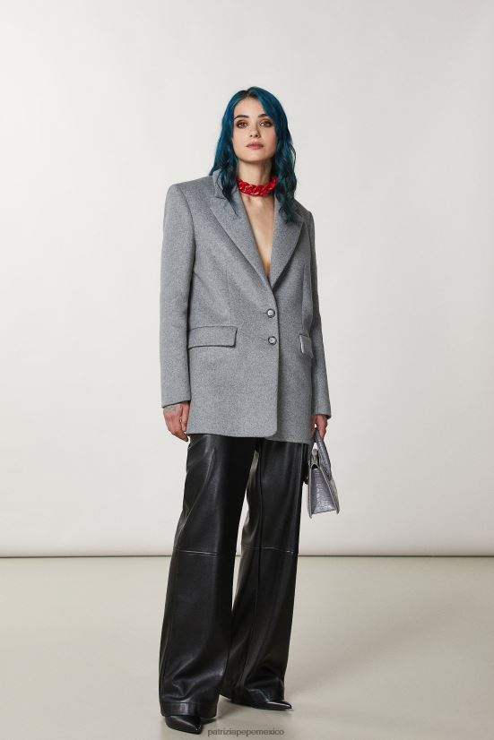 vestir mx Patrizia Pepe mujer abrigo tipo chaqueta en mezcla de lana Grigio Chiaro Mel. 66024R172