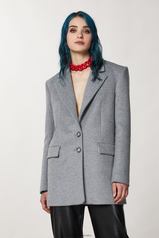 vestir mx Patrizia Pepe mujer abrigo tipo chaqueta en mezcla de lana Grigio Chiaro Mel. 66024R172