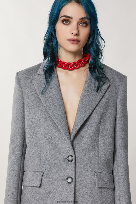 vestir mx Patrizia Pepe mujer abrigo tipo chaqueta en mezcla de lana Grigio Chiaro Mel. 66024R172