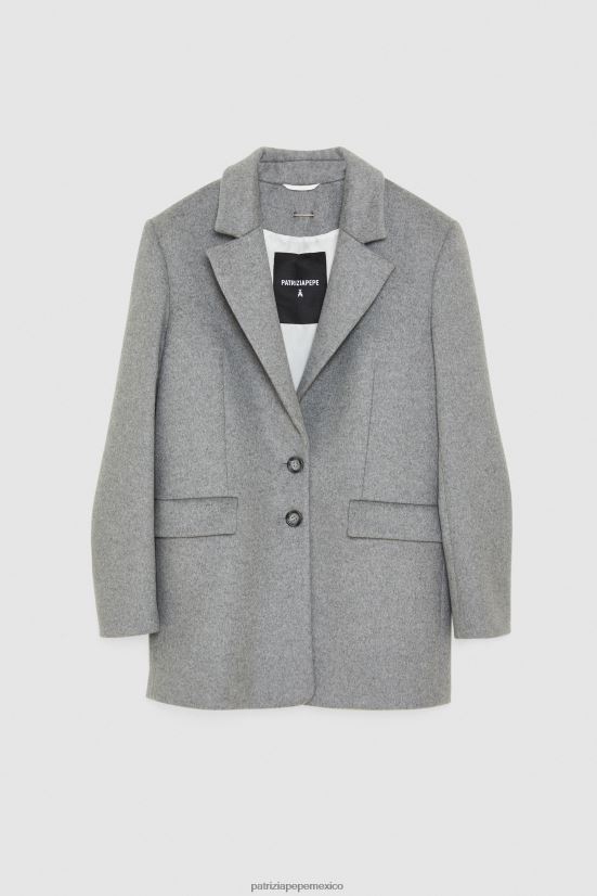 vestir mx Patrizia Pepe mujer abrigo tipo chaqueta en mezcla de lana Grigio Chiaro Mel. 66024R172