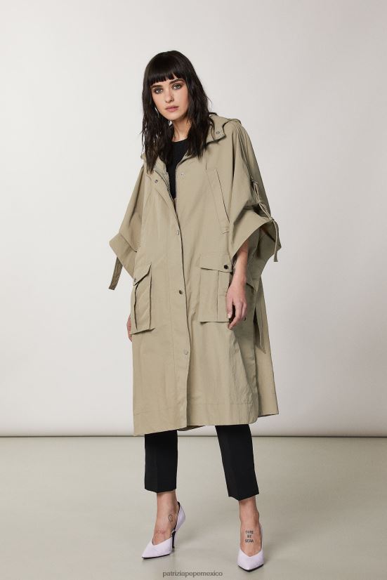 vestir mx Patrizia Pepe mujer capa con capucha verde salvia 66024R460