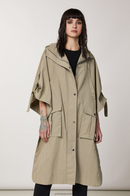vestir mx Patrizia Pepe mujer capa con capucha verde salvia 66024R460