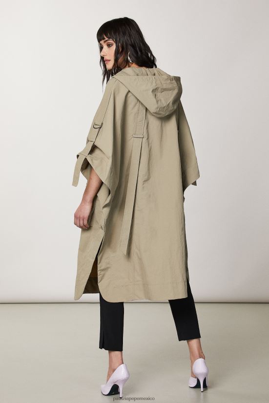 vestir mx Patrizia Pepe mujer capa con capucha verde salvia 66024R460