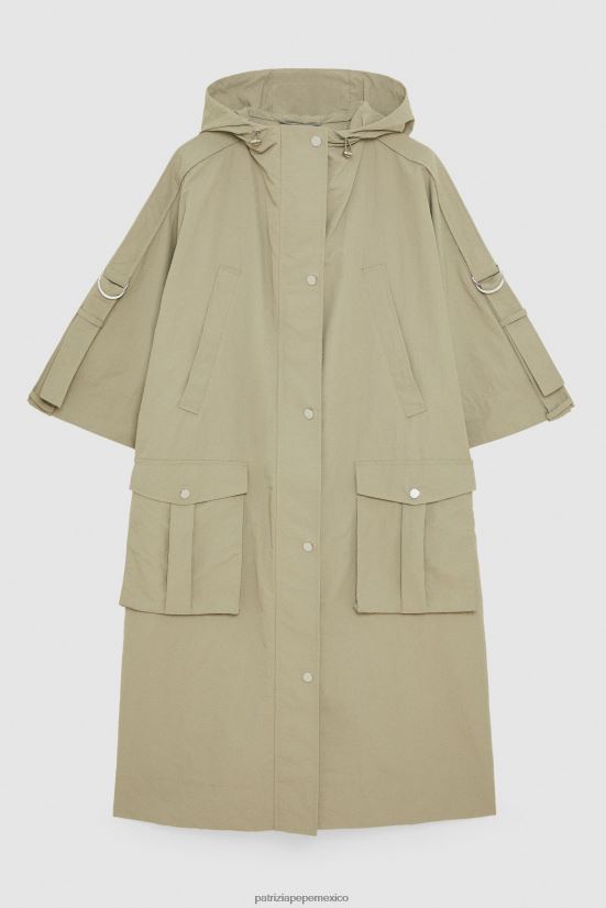 vestir mx Patrizia Pepe mujer capa con capucha verde salvia 66024R460