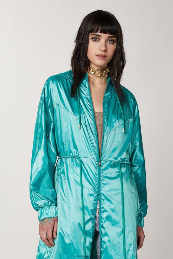 vestir mx Patrizia Pepe mujer chaqueta larga con capucha ilusión verde 66024R411