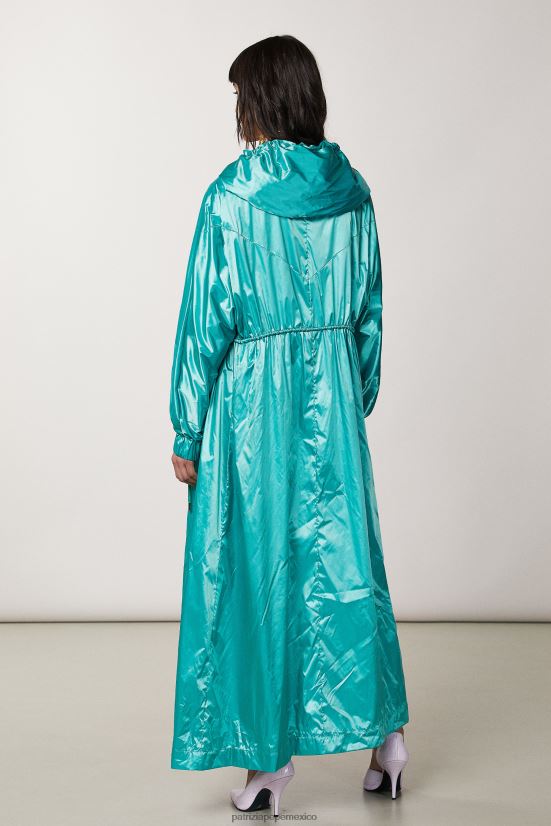 vestir mx Patrizia Pepe mujer chaqueta larga con capucha ilusión verde 66024R411