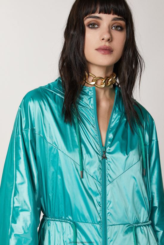vestir mx Patrizia Pepe mujer chaqueta larga con capucha ilusión verde 66024R411