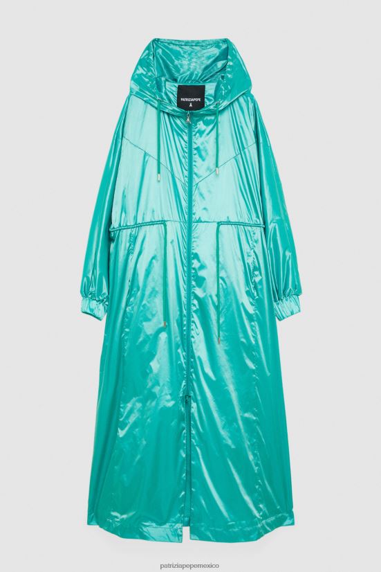 vestir mx Patrizia Pepe mujer chaqueta larga con capucha ilusión verde 66024R411