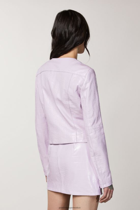 vestir mx Patrizia Pepe mujer chaqueta estilo motociclista de cuero lila fresca 66024R471