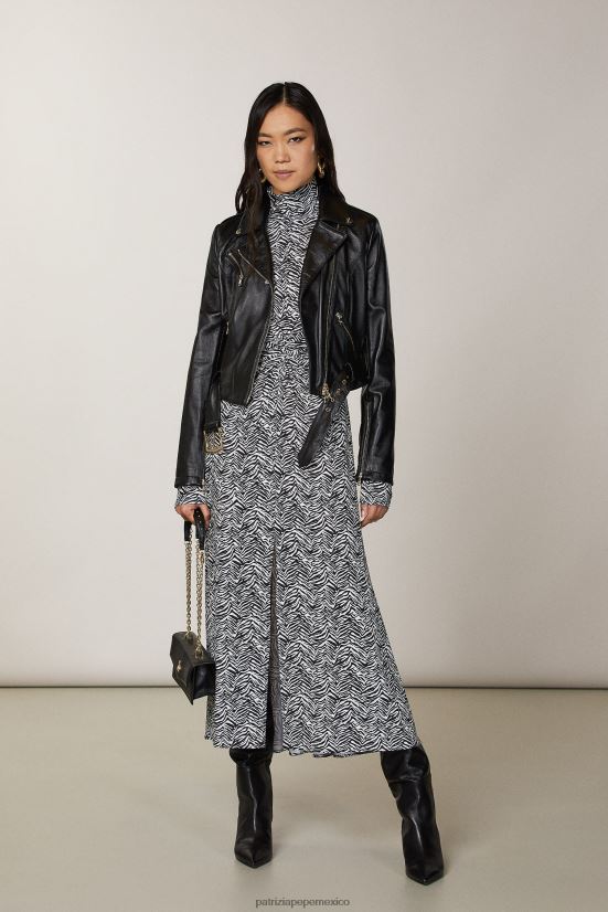 vestir mx Patrizia Pepe mujer chaqueta motera de cuero Nerón 66024R585